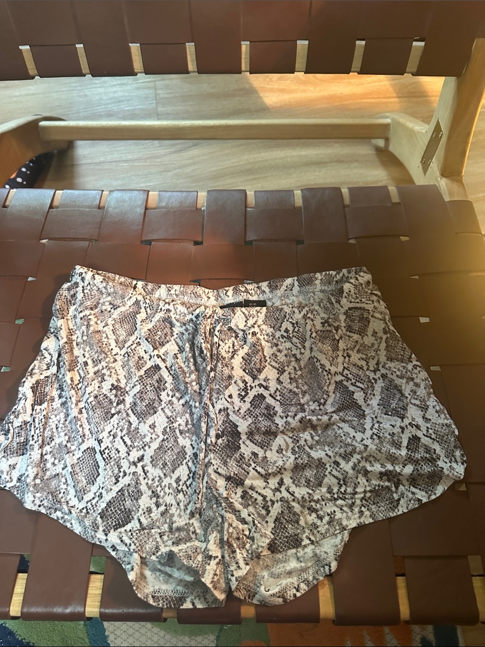 Rachel Zoe Snake-Print Athletic Shorts in Light Brown and Cream